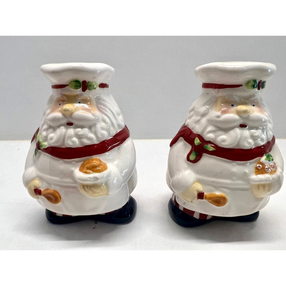 Vintage 3 Sets Christmas Salt & Pepper Shakers Snowmen Santa Chef Pair Ceramic - Picture 5 of 10
